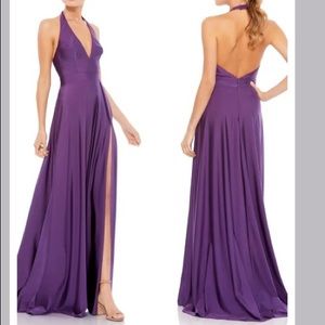 MAC DUGGAL Halter Neck Satin A-Line Gown